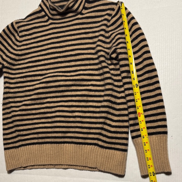 J. CREW Rolled Mock Neck Striped Warm Tan Black Wool Cashmere Blend Sweater XL - Picture 6 of 12